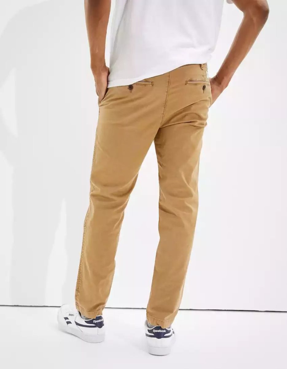 Pantalon American Eagle AE Flex Slim Droit Khaki Kaki Homme | TCH-70689567